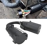 Aramox Adapter Wtyczki Przyczepy 7-drożny, Okrągłe Złącze Okablowania 7-stykowe, Konwerter Gniazda Europejskiego na Wtyczkę Amerykańską do Ciężarówki RV
