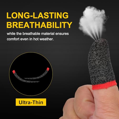 PATIKIL Controller Finger Thumb Sleeve, 48 Pack Mobile Gaming Finger Sleeve Fiber Tip Gloves Anti-Sweat Breathable for Phone Games Touchscreen Devices, Black