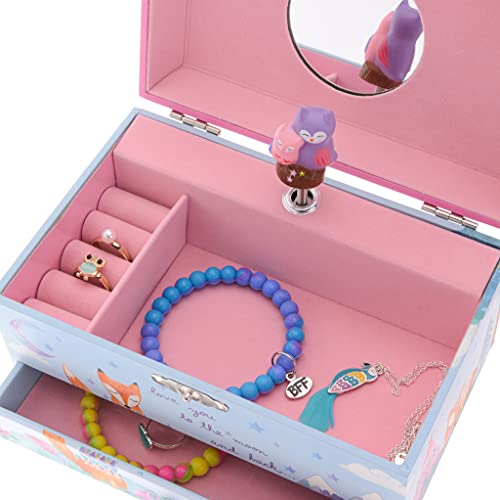 Jewelkeeper Girl's Musical Jewelry Storage Box Pullout Drawer, Woodland Owls Design, Twinkle Twinkle Little Star Tune #TOP3