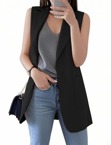 IDEALSANXUN Long Vest for Women Sleeveless Blazer 2026 Spring Jackets Lightweight...