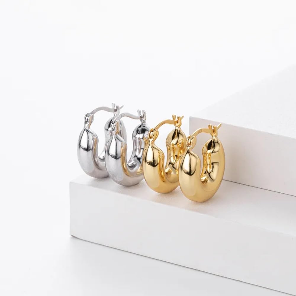 925 Sterling Silver 6mm Thick Chunky Hoop Earrings, Sold as a Pair - Image 4