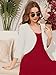 Moodclo Women's 3/4 Sleeve Lightweight Open Front Cardigan White Small V-Neck Knit Cropped Bolero Shrug Sweater for Women Elegant Dresses Cover Up
