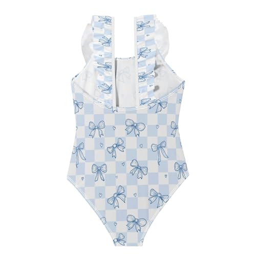 Ropa de baño para niñas pequeñas con lazo y diseño tierno de volantes 3