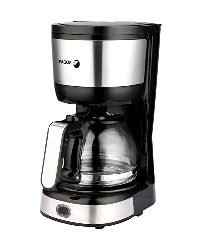 FAGOR Wakeup Must   Cafetera de Goteo Eléctrica 0,6L, Jarra de Cristal de Alta Resistencia, Filtro Permanente y Lavable, Apagado Automático y Diseño Compacto, Negro.