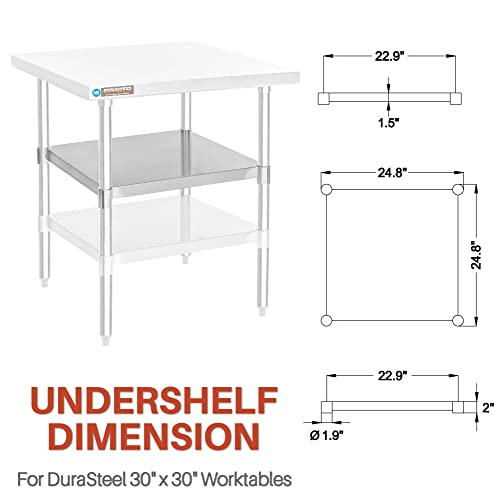 Image of DuraSteel Galvanized Under Shelf for Work Tables - Extra Adjustable Lower Shelf for 30 inch x 30 inch Stainless Steel and Wooden Worktables - Fits for use in Restaurant, Warehouse, Home, Kitchen, Garage