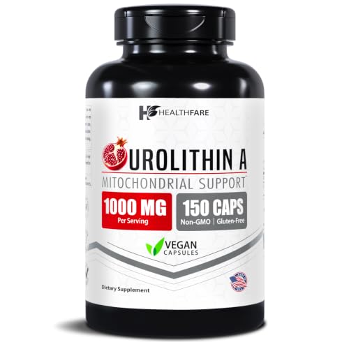 Healthfare Urolithin A | 150 Vegan Capsules | Non-GMO Gluten-Free | Made in USA