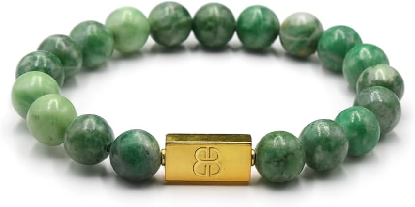 Kartini Studio Qinghai Jade Bracelet, Natural Green Jade Jewellery, Bead Bracelet for Man
