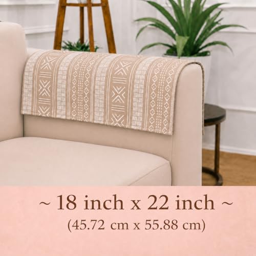Image of STITCHNEST 'Verdant Bohemian Stories' Sofa Armrest Cover | Elegant Jacquard Fabric, Washable & Durable for Modern Living (18 x 22 Inches)