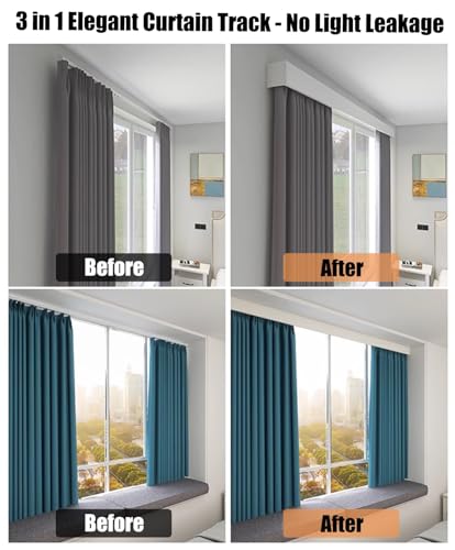 Rail de Rideau Mural Robuste en Aluminium, Tringle Simple pour Rideaux et voilages de Chambre. Glissement Fluide et Durable. Idéal pour Les Rideaux et voilages. Installation Facile