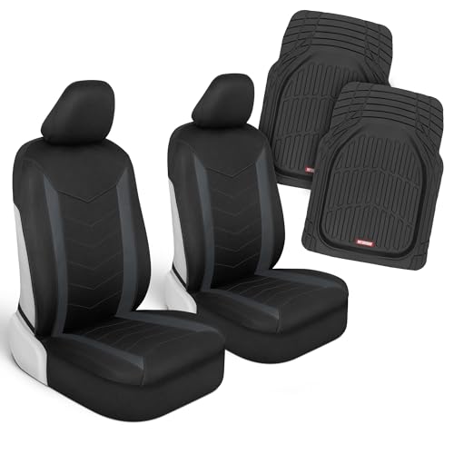 Image of Motor Trend (2) Car Seat Covers for Front Seats with (2) Trimmable Car Floor Mats - Universal Fit Auto Accessories for Cars, Trucks, SUVs, Vans - Interior Protection and Vehicle Interior Shield Combo