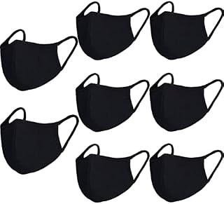 Organic Cotton Face Mask Washable Reusable, Cloth Face Masks,Black Travel Masks with Nose Wire/ Pocket for Women,Men