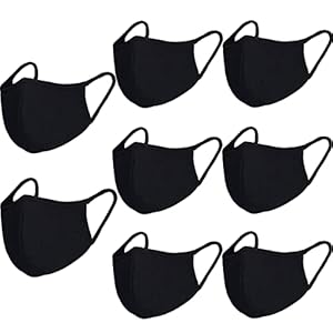 8 Pack Organic Cotton Face Cover Washable and Reusable – Black Travel Face Mask, Mouth Protection Cloth Masks with Nose Bridge Wire – Soft Fabric for Women Men Outdoor