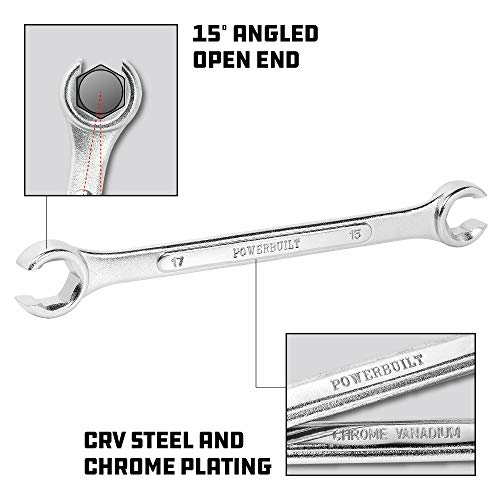 Powerbuilt 15/16-Inch Combination Wrench, Sae 12 Point Double Ended Box And Open End, Polished, 15 Degree Offset - 640186 #TOP2