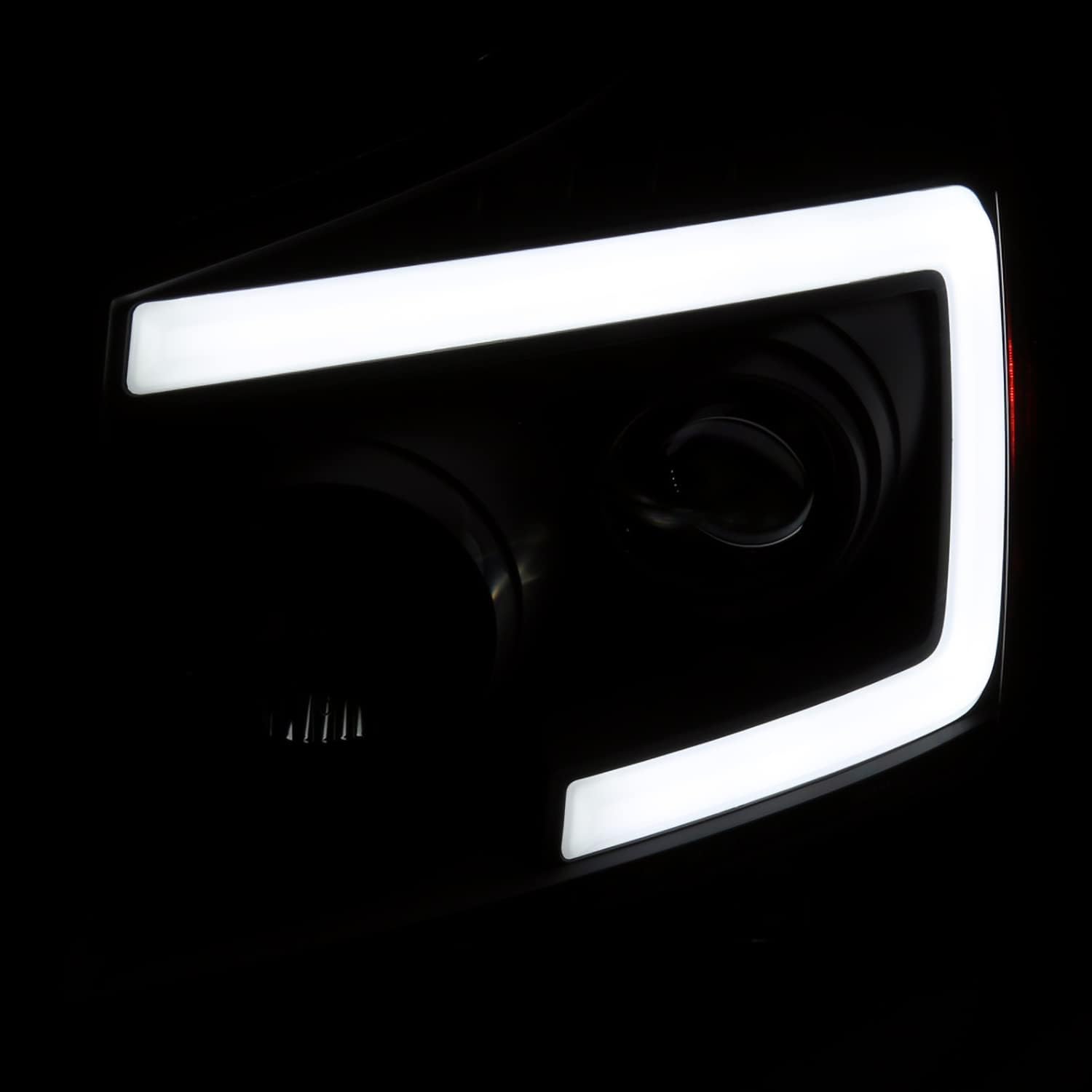 SPEC-D TUNING Black Smoke Projector Headlights w/Sequential LED Turn Signal Compatible with 2004-2015 Nissan Titan, 2004-2007 Nissan Armada, Left + Right Pair Headlamps Assembly