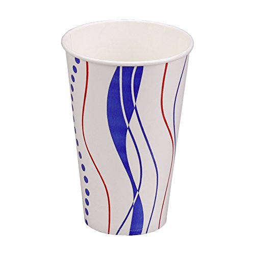 100x Hartpapierbecher, Trinkbecher, Hartpapier/PE, Weiß/Rot/Blau, 300 ml