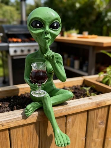 Estatua Alien con Vaso de Cerveza Decorativa Verde miniatura 4