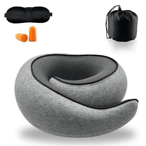 LZKEWUQO Neck Pillow Airplane, Travel Pillow,Airplane Pillow,Memory Foam Travel Pillow,Travel Neck Pillow for Airplanes(Grey)