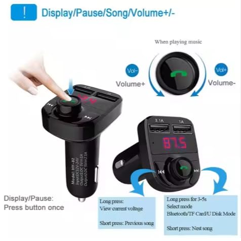 Image of Car Charger, Bluetooth FM Transmitter & Music Adapter, 4.1A Dual USB Port Charger Compatible with Apple iPhone, Samsung Galaxy, XIAOMI, Huawei etc