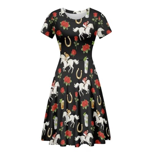 Image of Biyejit Women's Summer Casual Short Sleeve T-Shirt Swing Dress Crew Neck Plus Size S-4XL