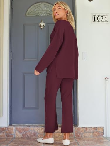 Image of LILLUSORY Women's 2 Piece Lounge Sets Oversized Slouchy Matching Cozy Knit Sets
