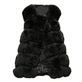 mioim Damen Jacke Kunstfur Fellweste Pelzweste Warm Winterjacke Weste Faux Pelz Lang Felljacke Oberteile