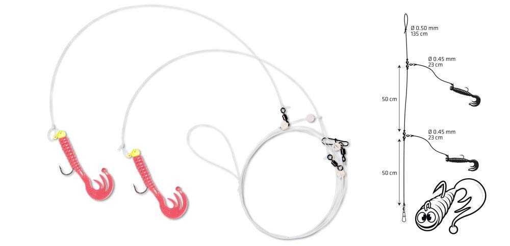 Zebco Rubber Cod Rig IV - 2 Testine Jig Con Ganci 3/0 Per Pesca In Acqua Salata - Montatura Pronta All'Uso - Spedizione Tracciata