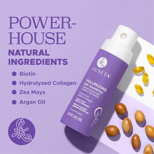 Luseta Volumizing Dry Shampoo Powder with Biotin for Hair Growth, Travel Size Dry Shampoo Spray for Oily Hair, Strong Oil Control Boost Root with Non-Benzene Hair Care Spray for Women and Men 2.1oz
