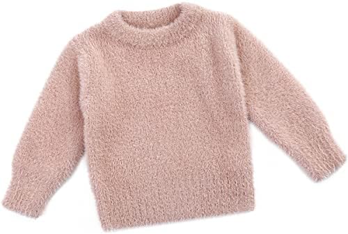 Curipeer Baby Sweater Solid Thick Basis Pullover Sweater Turtleneck Longsleeve Fall Clothes for Baby Girl and Boy Pink 18-24 Months