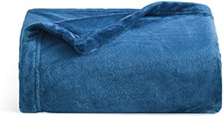 Bedsure Fleece Blanket Sofa Throw - Versatile Blanket Fluffy Soft Throw for Bed and Couch Throw/Single, Mediterranean Blue, 130x150cm