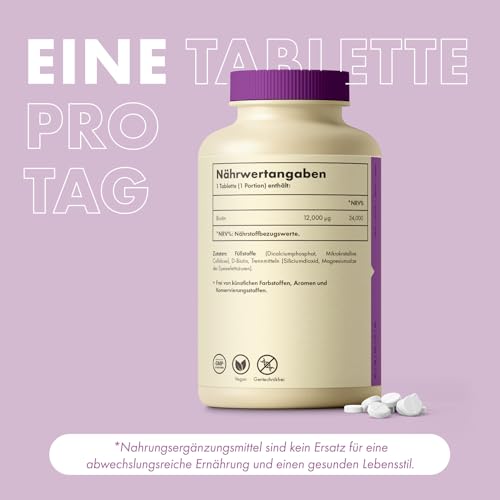 Incite Nutrition Biotin-Haarwachstumsergänzungsmittel 12.000 mcg – Tabletten (Ganzjahresvorrat plus Vorrat), hergestellt im Vereinigten Königreich, für Herren und Damen, 400 Stück (1er-Pack)