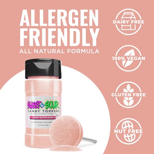 Bakell Sweet and Sour Candy Toppers - Cotton Candy (85G 1X Shaker Jar) | Fine Candy Powder for Fruits, Sweets & Desserts