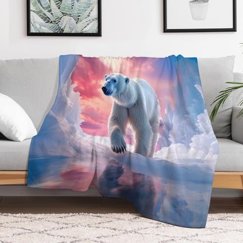 Couverture ours polaire en flannel premium plaid doux isolant lavable 130×150cm