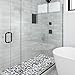 Parrotile Sliced Pebble Stone Tiles Grey White Mosaic Tile for Shower Floor Anti-Slip [5 Sheets]