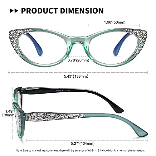 Eyeurl Cat Eye Reading Glasses For Women Blue Light Blocking 3 Pack Computer Readers 2.75 With Spring Hinge Eyeglasses Stylish Bright Flashing Design #TOP3