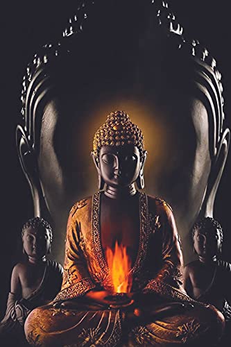 Yellow Alley Religious Wall Sticker Poster|Lord Buddha|Poster for Wall Decoration|Poster for Living Area, Work Place, Study Room|Decorative Wall Poster|Self Adhesive Paper Poster