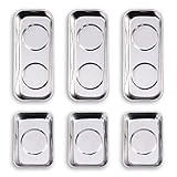 WXTOOLS 6-Piece Magnetic Tray Set (3.6" x 2.4" / 5.9" x 2.5" Square), Magnet Tool Trays Parts Holder