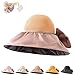 Womens Foldable Anti-UV Ribbon Pouch Sun Hat, 2023 New Packable UPF 50+ Wide Brim Sun Hat Breathable Beach Hat (Kakki)