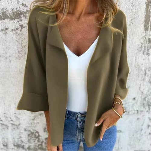Peculiaral Casual Faux Suede Cardigan, Buttonless Plain Color Lapel Jacket, Women Casual Long Sleeve Lapel Coat4
