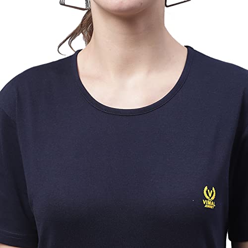Image of Mack Jonney Women Round Neck Cotton Solid Regular Fit T-Shirt-T Anthraa 001-P