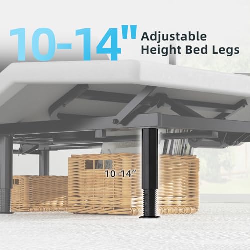 Image of Queen Adjustable Bed Base Frame, Wireless Remote & Lift Motor, Dual USB Ports,Ergonomic Upholstered Bed Frame, Under Bed Lighting, Independent Head and Foot Tilt