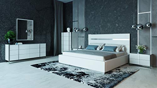 Limari Home LIM-78755 Jonas Collection Modern Style Bedroom High Gloss 2-Drawer Nightstand With Stainless Steel Handles & Legs thumb #6