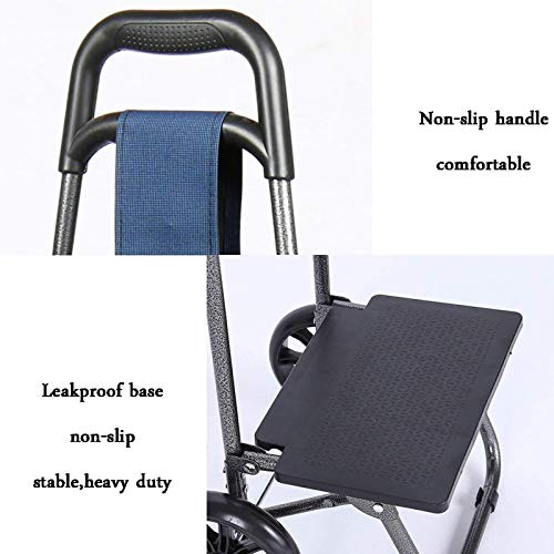 Leichter Einkaufswagen, zusammenklappbar, Reisewagen, Lebensmittelwagen, Gepäck, 2 Räder, PU-Kunststoff, ergonomischer… – Bild 4