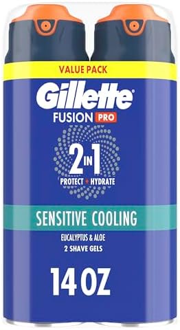 Gillette FusionPro Sensitive Cooling Shaving Gel for Men, 2-in-1 Shave Gel Protects and Hydrates, Shaving Gel for Men’s Grooming Protects Against Shaving Irritation, With Eucalyptus and Aloe Vera