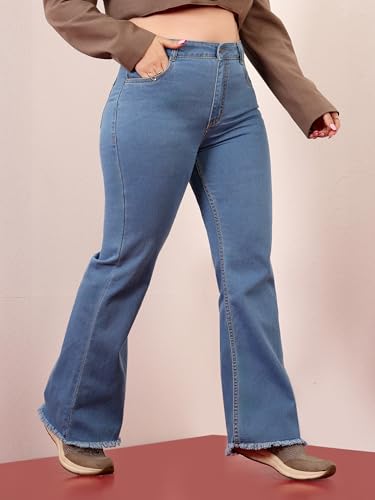 Image of Miss Chase A+ Women's Bootcut High Rise Regular Length Stretchable Denim Jeans