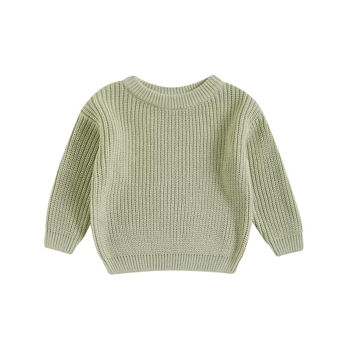 Qmlyev Newborn Toddler Baby Girl Boy Knit Sweater Round Neck Sweatshirt Long Sleeve Tops Pullover Fall Winter Clothes (Green, 2-3 Years)
