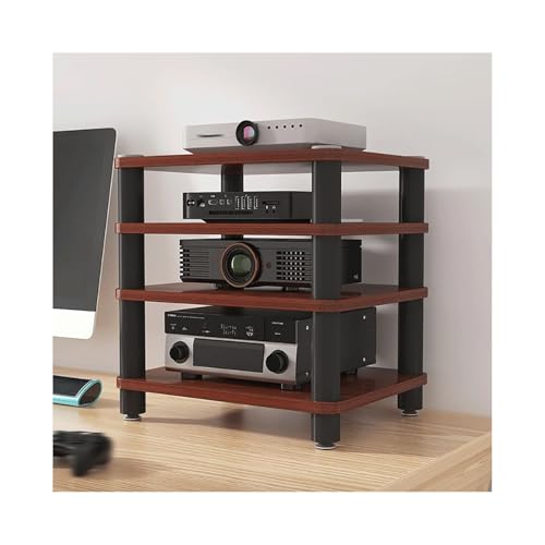 RGZFYH HiFi Rack 2/3/4-stufiger AV-Medienständer, offener Desktop-Stereo-Komponentenschrank, HiFi-Rack aus Holz, Audioturm for DVD-Player, Spielekonsole, TV-Box TV(Bruin,50x40x47cm)