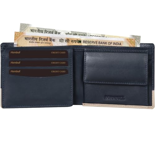 Image of HORNBULL Nikolas Navy Leather Wallet for Men | Genuine Leather Wallet with RFID Blocking | Purse for Men