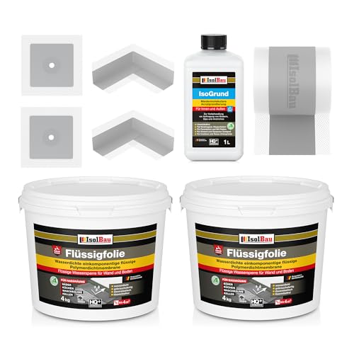 Isolbau Kit d'étanchéité - Incl. 1x film d'étanchéité liquide (8 kg), 1x solution d'apprêt...