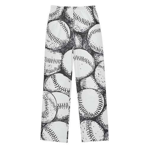 ZZXXB Retro Baseball Boys Long Pants Soft Trousers Elastic Waist Kids Lounge Bottoms with Pockets S-XL