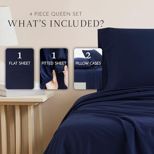 Linen Closet Organic 100% Cotton Queen Sheet 4 Pcs Set, 18” Deep Pocket, Light Grey | Lightweight, Eco-Friendly Cotton, Percale Softness, Durable & Breathable, Naturally Cooling | All Season Comfort - Thumbnail 5